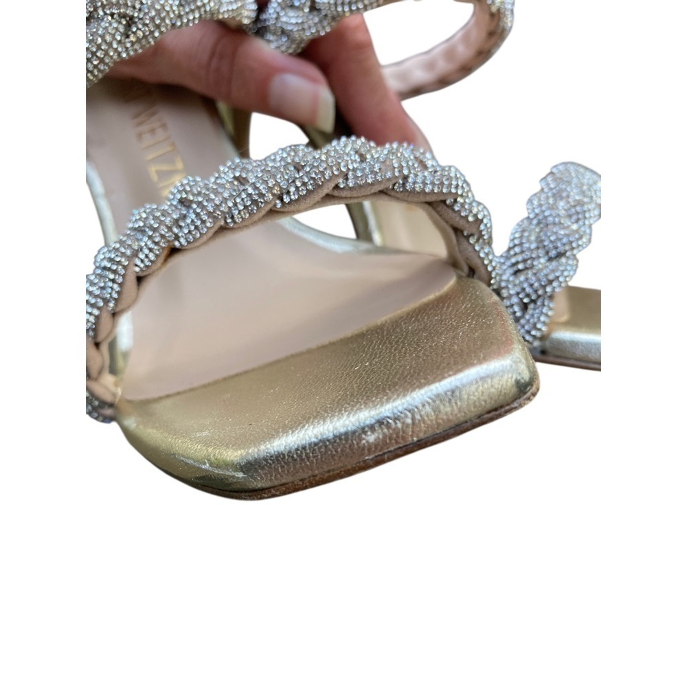 Stuart Weitzman Addison crystal strap Metallic Gold and Silver Heels size 6 - Picture 7 of 9